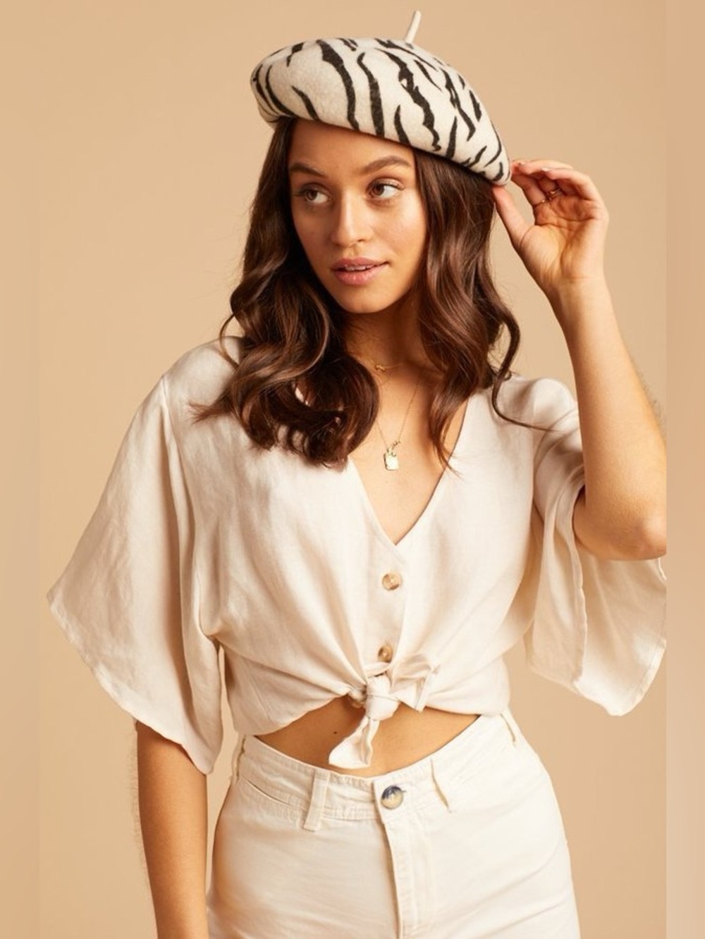 Brixton Wool Audrey Beret White Tiger